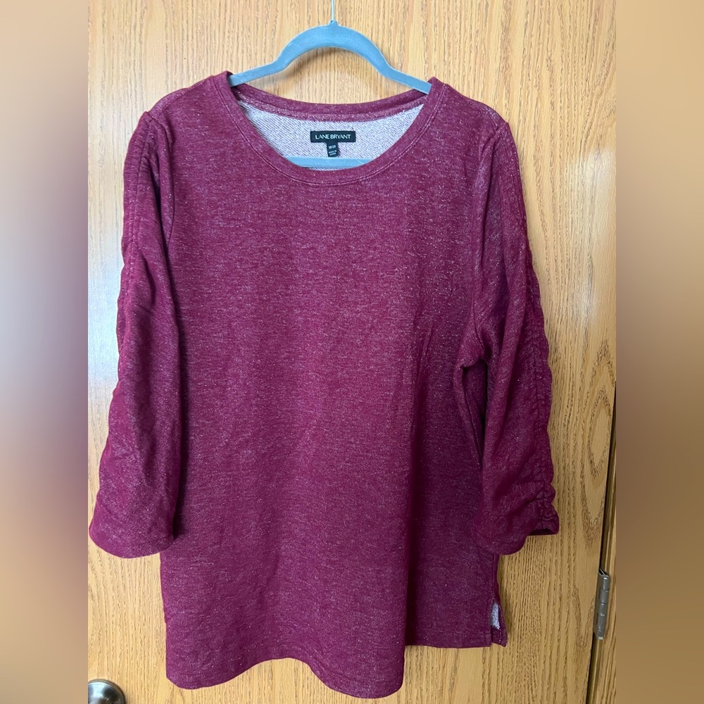 Lane Bryant Burgundy Sweatshirt 3/4 sleeves 18/20